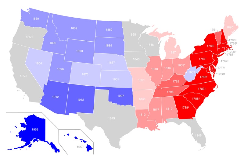 Карта присоединения штатов